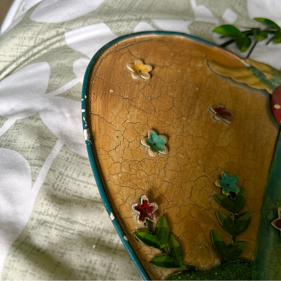 VTG Cottagecore Heart Shaped Garden Angel Farmhouse Metal Colorful Wall Art - Picture 7 of 9